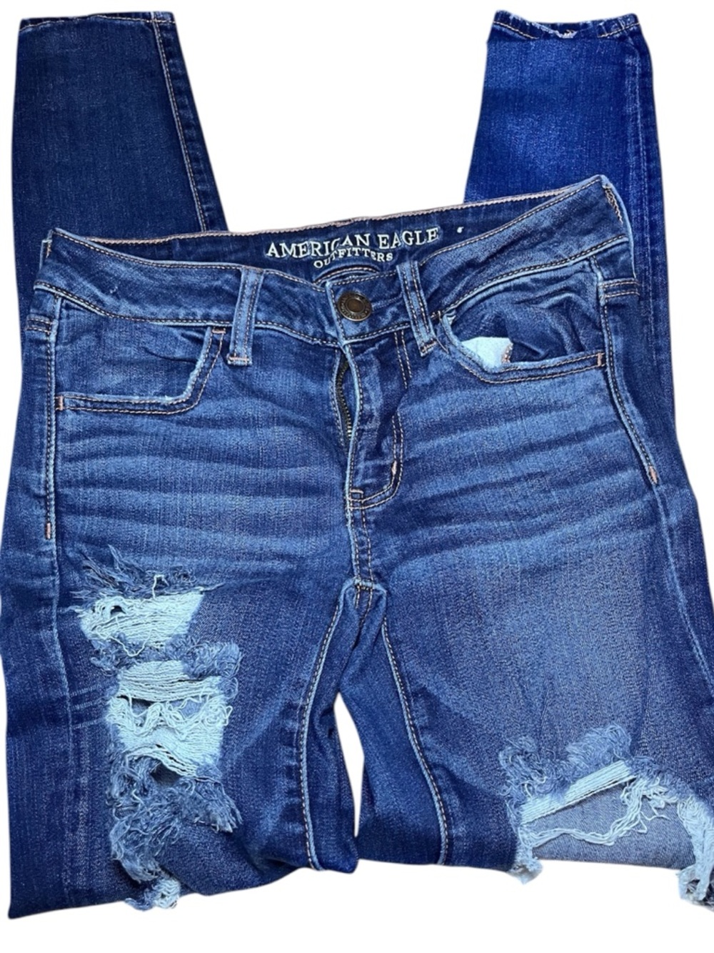American Eagle Outfitters Ripped Dark Blue Skinny Jeans